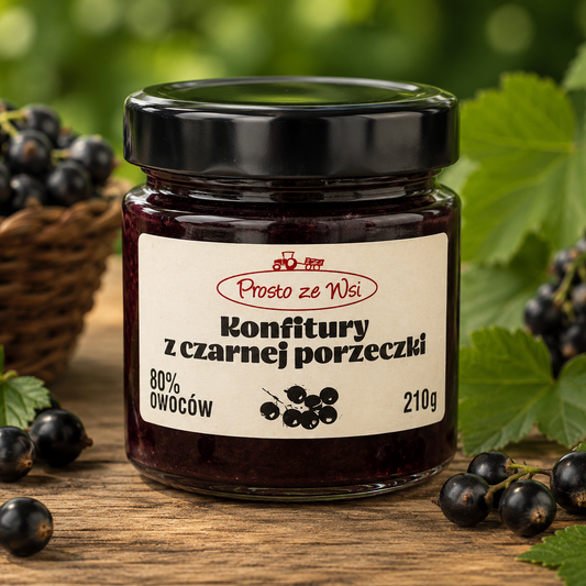 Konfitura z czarnej porzeczki 210g - rzemieślnicza, z całymi owocami
