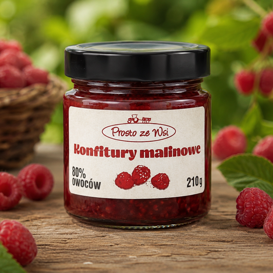 Konfitura z malin 210g - rzemieślnicza, z całymi owocami