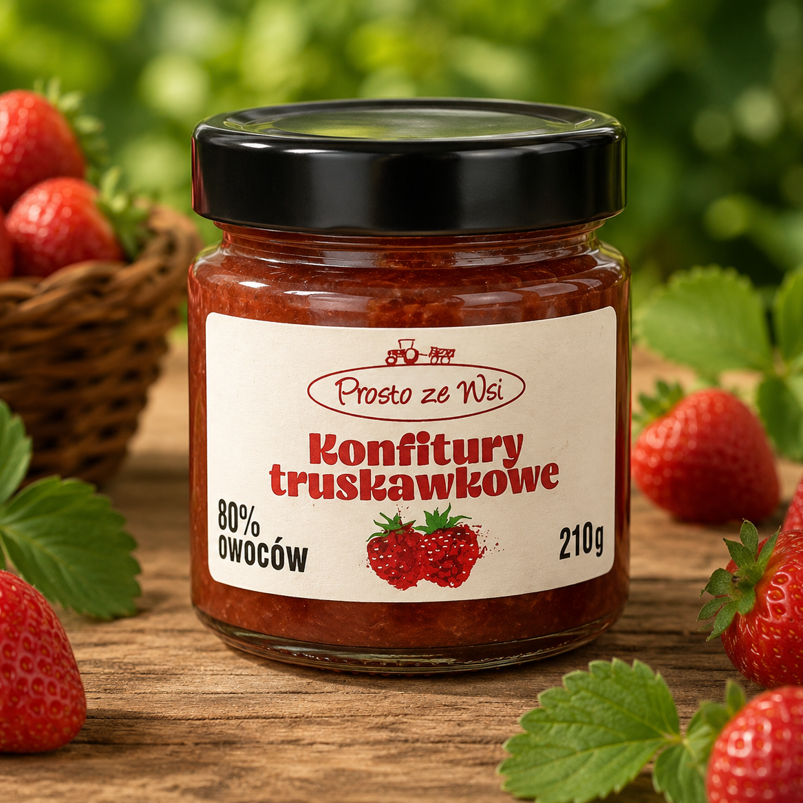 Konfitura z truskawek 210g - rzemieślnicza, z dużymi kawałkami owoców