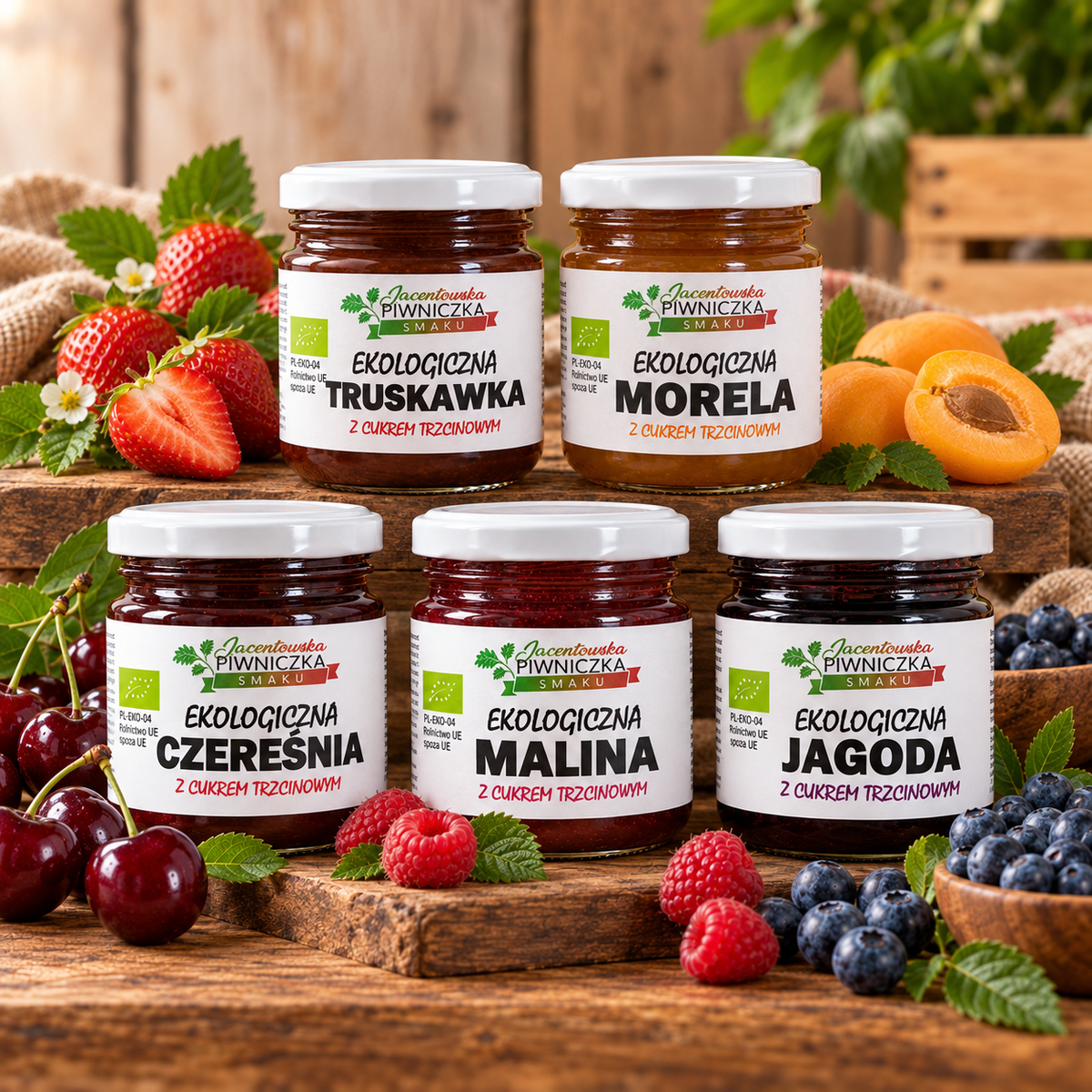 Zestaw ekologicznych przetworów owocowych BIO - 5 smaków